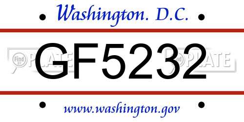 GF5232 District Of Columbia License Plate