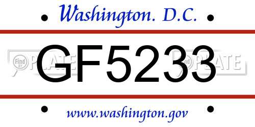 GF5233 District Of Columbia License Plate