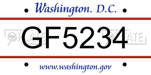 GF5234 District Of Columbia License Plate