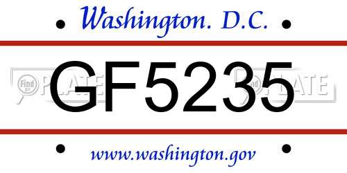 GF5235 District Of Columbia License Plate