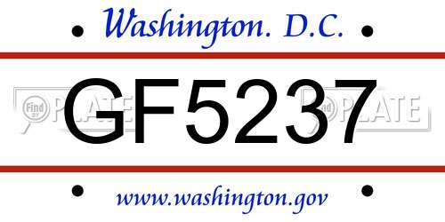 GF5237 District Of Columbia License Plate
