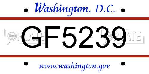 GF5239 District Of Columbia License Plate
