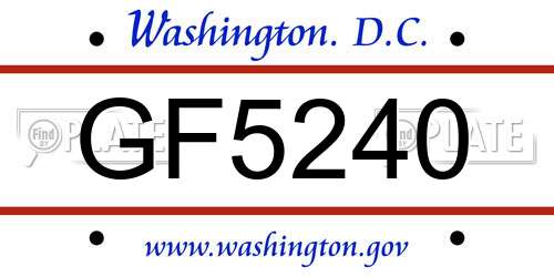 GF5240 District Of Columbia License Plate