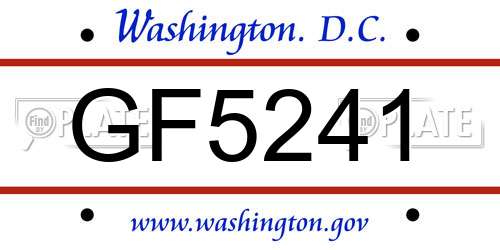 GF5241 District Of Columbia License Plate
