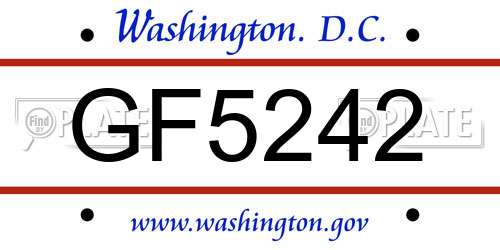 GF5242 District Of Columbia License Plate