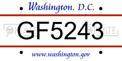 GF5243 District Of Columbia License Plate