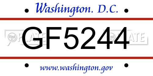 GF5244 District Of Columbia License Plate