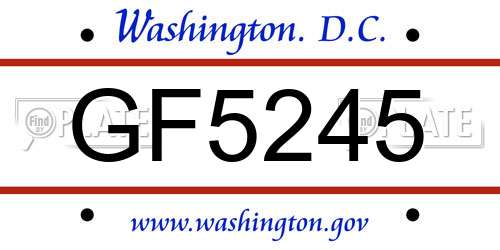 GF5245 District Of Columbia License Plate