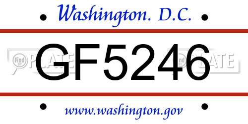 GF5246 District Of Columbia License Plate