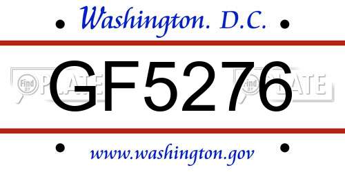 GF5276 District Of Columbia License Plate