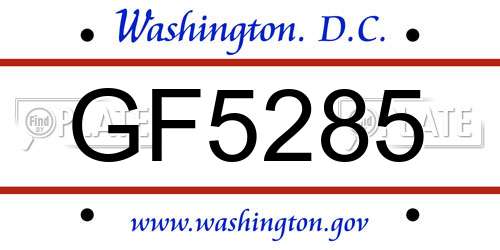 GF5285 District Of Columbia License Plate