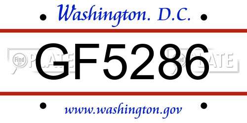 GF5286 District Of Columbia License Plate