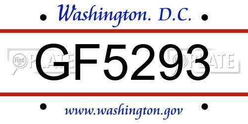 GF5293 District Of Columbia License Plate