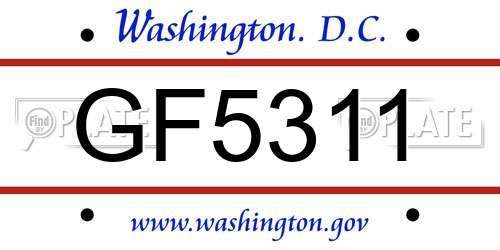 GF5311 District Of Columbia License Plate