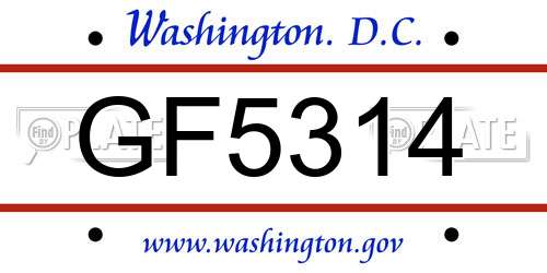GF5314 District Of Columbia License Plate