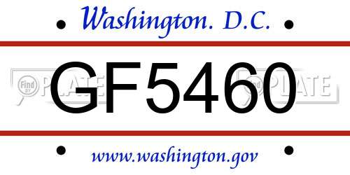 GF5460 District Of Columbia License Plate