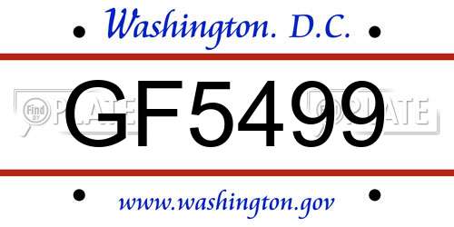 GF5499 District Of Columbia License Plate
