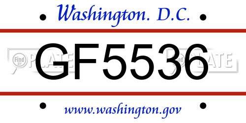 GF5536 District Of Columbia License Plate