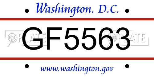 GF5563 District Of Columbia License Plate