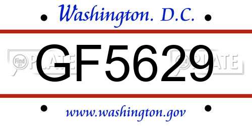 GF5629 District Of Columbia License Plate