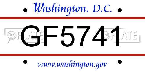 GF5741 District Of Columbia License Plate