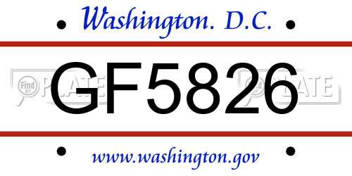 GF5826 District Of Columbia License Plate