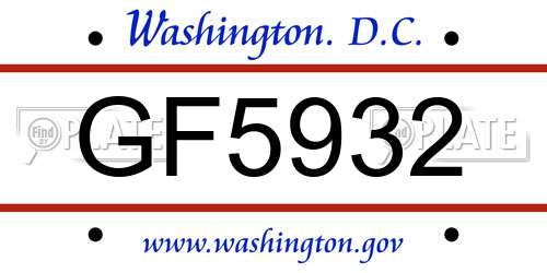 GF5932 District Of Columbia License Plate