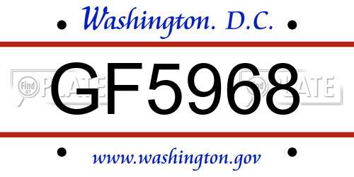 GF5968 District Of Columbia License Plate