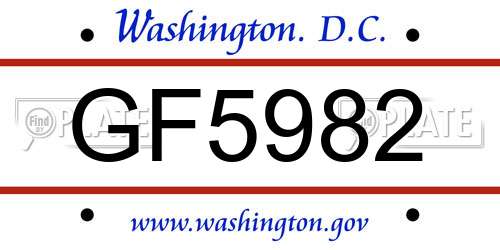 GF5982 District Of Columbia License Plate