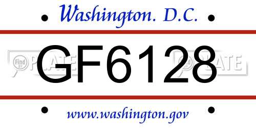 GF6128 District Of Columbia License Plate