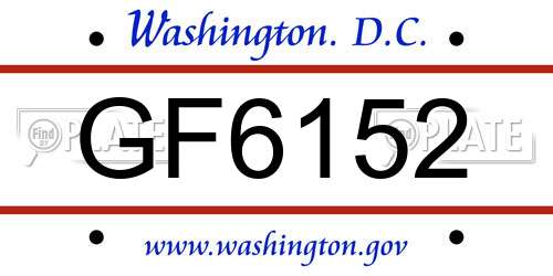 GF6152 District Of Columbia License Plate