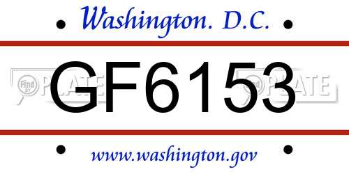 GF6153 District Of Columbia License Plate
