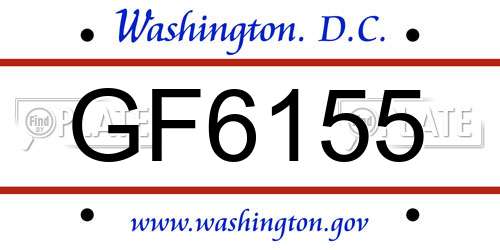 GF6155 District Of Columbia License Plate