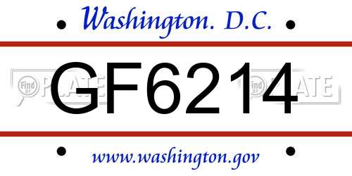 GF6214 District Of Columbia License Plate