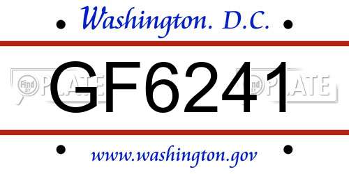 GF6241 District Of Columbia License Plate