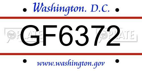 GF6372 District Of Columbia License Plate