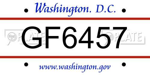 GF6457 District Of Columbia License Plate