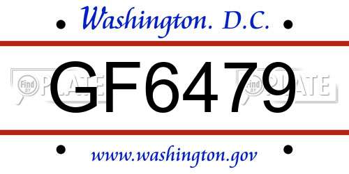 GF6479 District Of Columbia License Plate