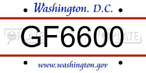 GF6600 District Of Columbia License Plate