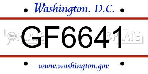 GF6641 District Of Columbia License Plate