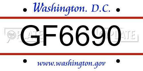 GF6690 District Of Columbia License Plate