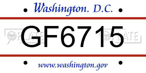 GF6715 District Of Columbia License Plate