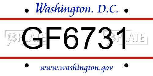 GF6731 District Of Columbia License Plate
