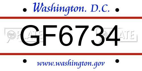 GF6734 District Of Columbia License Plate