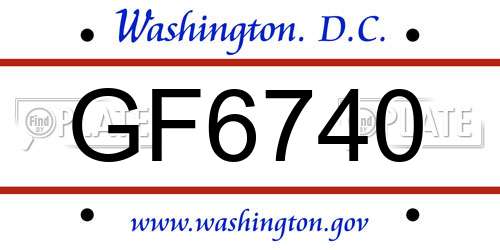 GF6740 District Of Columbia License Plate