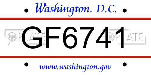 GF6741 District Of Columbia License Plate