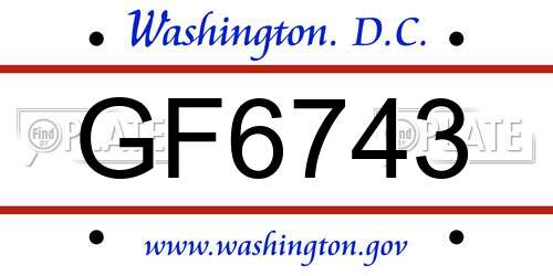 GF6743 District Of Columbia License Plate