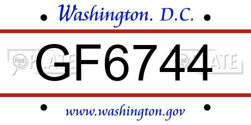 GF6744 District Of Columbia License Plate