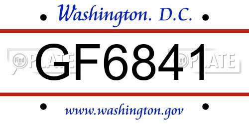 GF6841 District Of Columbia License Plate