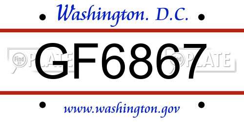 GF6867 District Of Columbia License Plate